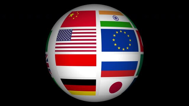 globe sphere earth flag animation international 