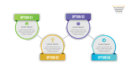 Obraz premium Gradient infographic element and organization 4 step timeline creative presentation design