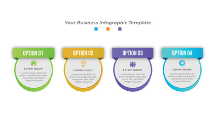 Gradient infographic element and organization 4 step timeline creative presentation design