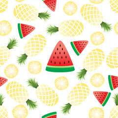 Seamless tartan plaid pattern in Colorful Summer Watermelon and Pineapple