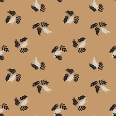 Tropical Leaf and sparrows Seamless Pattern Design