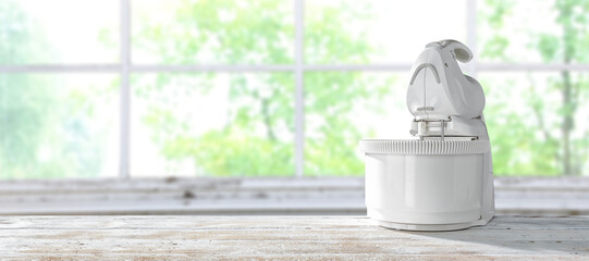 Obraz premium Desk of free space and kitchen interior. 