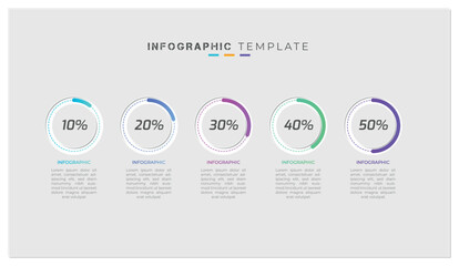 5 step percentage infographic element and minimal presentation design