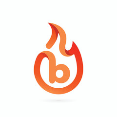 b letter flame logo icon, letter f logo