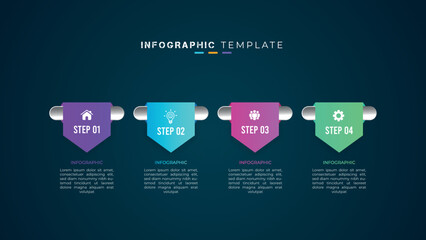 	
Business infographic element and organization 4 step timeline creative presentation design