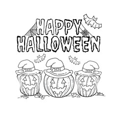 halloween coloring page for kids with a pumpkin. It's on transperent backgound. Print able for hobby or kids activity.