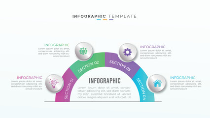 Business infographic element and organization 4 option creative presentation design
