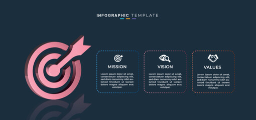 Organization mission, vision and values creative business presentation infographic element