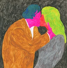Foto op Plexiglas kiss. man and woman. watercolor illustration © Anna Ismagilova