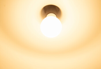 The lamp glows in warm tones.