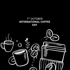 International Coffee Day Typography Design Element Vector Design