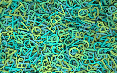 infinite random alphabet letters 3d graphic pattern design