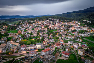A small town in the italian dolomites at night time
