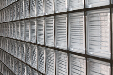 Glass blocks wall glass brick - Glasbausteine Wand stock photo
