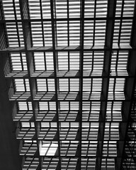 A symmetric grid from below in balck and white