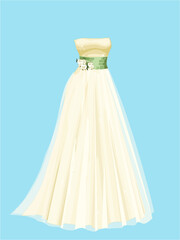 White wedding woman dress.Wedding fashion  dress vector.