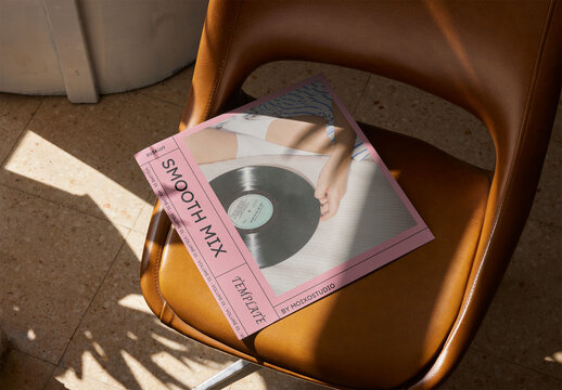 Vinyl Sleeve Mockup on Chair with Shadows