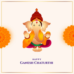 Beautiful illustration of lord ganesh chaturthi holiday card background