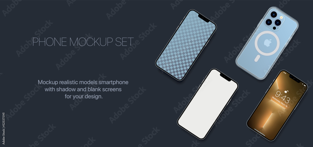 Poster realistic smartphone mockup with front and back.