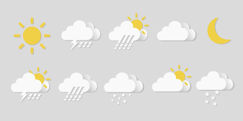 Collection set of cartoon weather icons