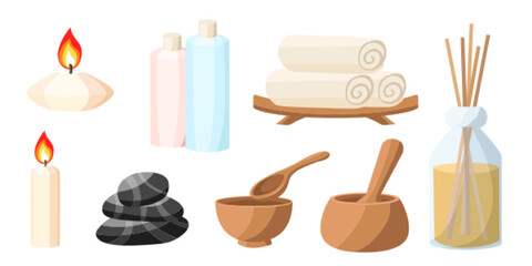 Collection set of cartoon aromatherapy tools