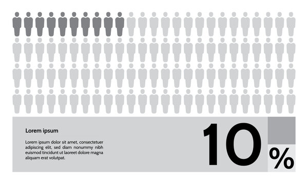 10 Percent People Population Demography, Diagram, Infographics Concept, Element Design. Vector Illustration