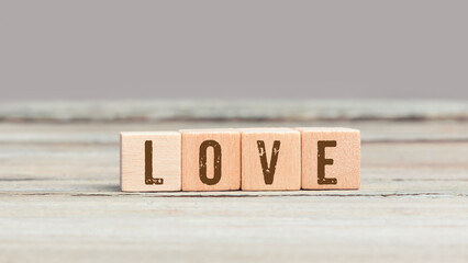 Word Love on wood cubes