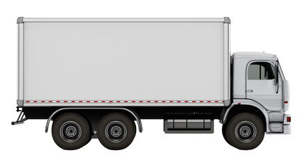 Truck with white blank trailer. 3D illustration