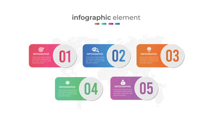 	
Gradient business timeline infographic idea with five option