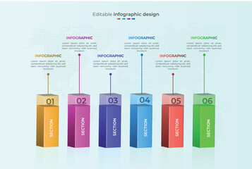 3d vector bar chart business infographic step design