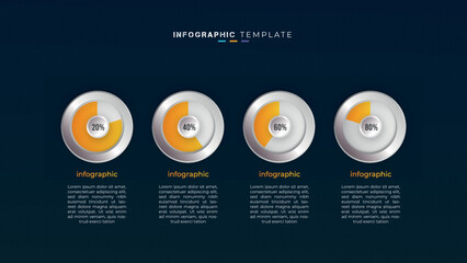 6 step business timeline infographic element and presentation design on dark background