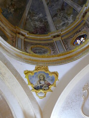 Ceiling painting of the Apostle St. John in the parish church of Nuestra Senyora de los Angeles in Sineu, Mallorca, Balearic Islands, Spain