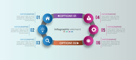 Gradient business timeline infographic idea with six option