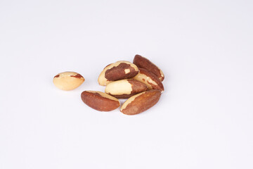 Brazil nut on white background.