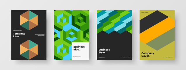 Trendy placard A4 vector design template collection. Minimalistic geometric pattern front page layout composition.