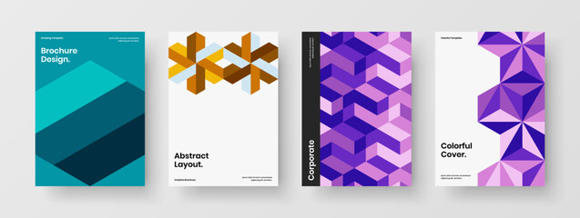 Fototapeta premium Amazing geometric hexagons book cover illustration composition. Isolated company identity design vector template collection.
