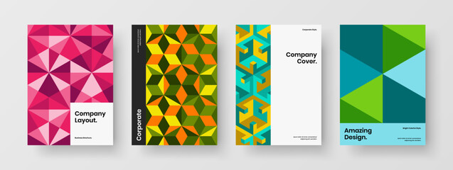 Fototapeta premium Abstract geometric shapes poster template bundle. Premium handbill A4 design vector layout composition.