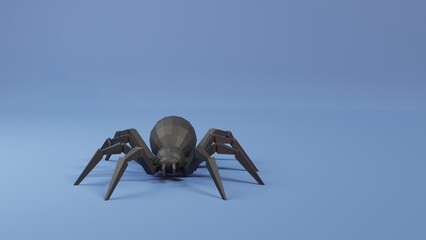 Low poly spider. Stylized 3d illustration.
