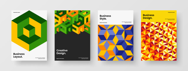 Fototapeta premium Clean geometric pattern booklet layout collection. Fresh catalog cover A4 vector design illustration composition.