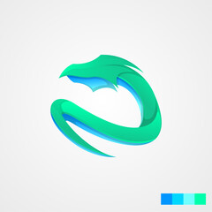 Dragon illustration with modern gradient color, dragon logo vector icon