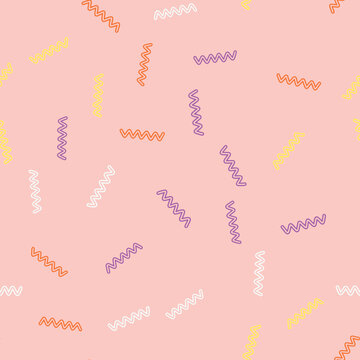 Vector set background. Wave geometry group batik graphic. Hand drawn doodle painting. Design pattern illustration. Seamless. Art backdrop vector concept. Pink monochrome color