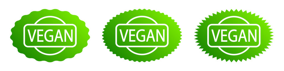 Set of vegan stamps. Plant based vegetarian food product label