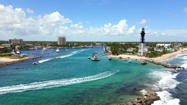 Drone video Hillsboro Inlet and lighthouse