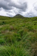 vertical view of Diamond Hill mountain in Connemara National Park in County Galway of Ireland