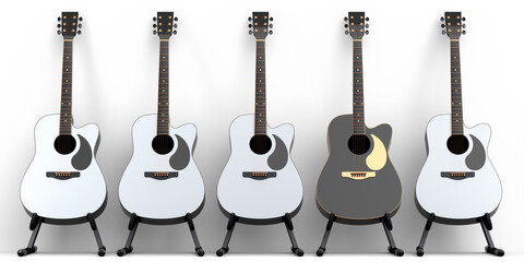Fototapeta premium Set of acoustic guitar isolated on white background.