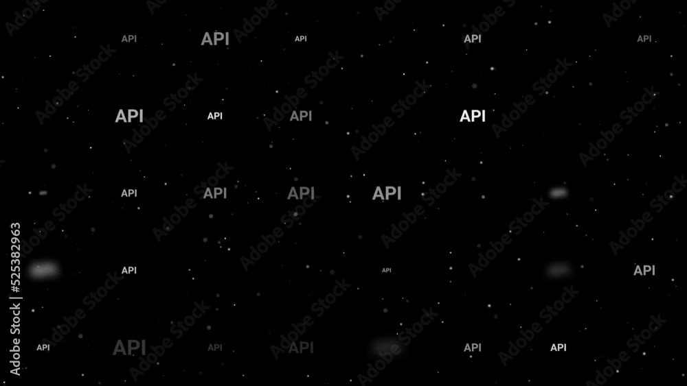 Poster template animation of evenly spaced api symbols of different sizes and opacity. animation of transpa