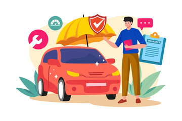 Car Insurance Illustration concept on white background