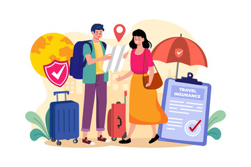Travel Insurance Illustration concept on white background