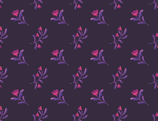 Elegant Floral vector seamless pattern. Delicate botanical wallpaper. Repeatable background with leaves.