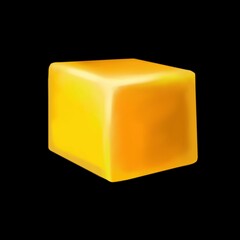 Realistic illustration of beeswax. Watercolor yellow wax on a black background